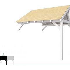 Buitenverblijf met zadeldak Excellent Modulair, vuren, tussenstuk XXL/D, 343x399 cm, wit gespoten.