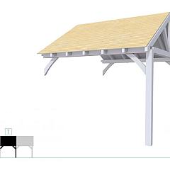 Buitenverblijf met zadeldak Excellent Modulair, vuren, tussenstuk XXL/D, 343x399 cm, lichtgrijs gespoten.