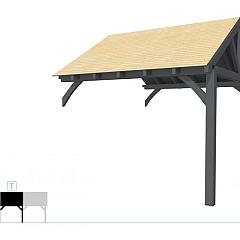 Buitenverblijf met zadeldak Excellent Modulair, vuren, tussenstuk XXL/D, 343x399 cm, antraciet gespoten.