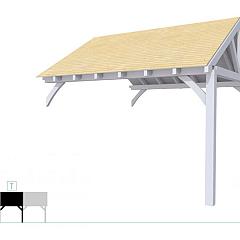 Buitenverblijf met zadeldak Excellent Modulair, vuren, tussenstuk XXL/E, 385x399 cm, lichtgrijs gespoten.