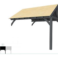 Buitenverblijf met zadeldak Excellent Modulair, vuren, tussenstuk XXL/E, 385x399 cm, antraciet gespoten.