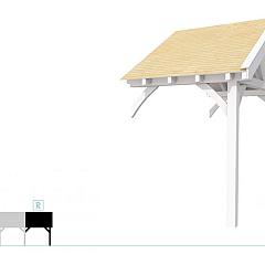 Buitenverblijf met zadeldak Excellent Modulair, vuren, rechterdeel XXL/A, 193x399 cm, wit gespoten.