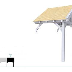 Buitenverblijf met zadeldak Excellent Modulair, vuren, rechterdeel XXL/A, 193x399 cm, lichtgrijs gespoten.