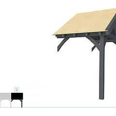 Buitenverblijf met zadeldak Excellent Modulair, vuren, rechterdeel XXL/A, 193x399 cm, antraciet gespoten.