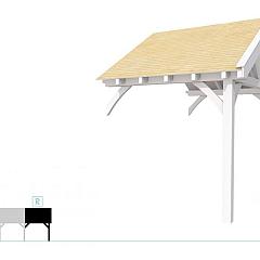 Buitenverblijf met zadeldak Excellent Modulair, vuren, rechterdeel XXL/B, 243x399 cm, wit gespoten.