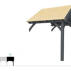 Buitenverblijf met zadeldak Excellent Modulair, vuren, rechterdeel XXL/B, 243x399 cm, antraciet gespoten.