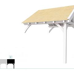 Buitenverblijf met zadeldak Excellent Modulair, vuren, rechterdeel XXL/C, 293x399 cm, wit gespoten.