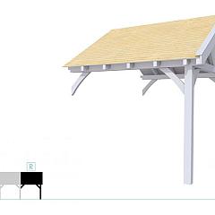 Buitenverblijf met zadeldak Excellent Modulair, vuren, rechterdeel XXL/C, 293x399 cm, lichtgrijs gespoten.