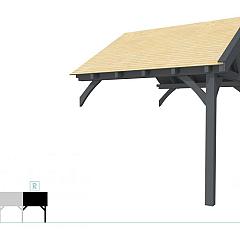 Buitenverblijf met zadeldak Excellent Modulair, vuren, rechterdeel XXL/C, 293x399 cm, antraciet gespoten.