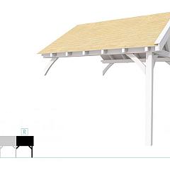 Buitenverblijf met zadeldak Excellent Modulair, vuren, rechterdeel XXL/D, 343x399 cm, wit gespoten.