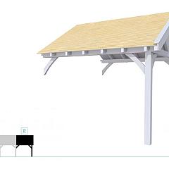 Buitenverblijf met zadeldak Excellent Modulair, vuren, rechterdeel XXL/D, 343x399 cm, lichtgrijs gespoten.