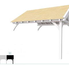 Buitenverblijf met zadeldak Excellent Modulair, vuren, rechterdeel XXL/E, 385x399 cm, wit gespoten.