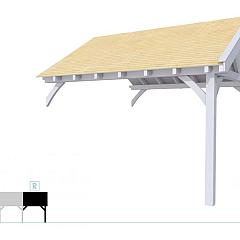 Buitenverblijf met zadeldak Excellent Modulair, vuren, rechterdeel XXL/E, 385x399 cm, lichtgrijs gespoten.