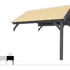 Buitenverblijf met zadeldak Excellent Modulair, vuren, rechterdeel XXL/E, 385x399 cm, antraciet gespoten.