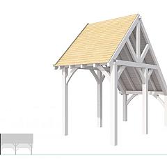 Buitenverblijf kapschuur Excellent Modulair, vuren, linkerdeel XXL/A, 207x399 cm, wit gespoten.