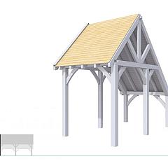 Buitenverblijf kapschuur Excellent Modulair, vuren, linkerdeel XXL/A, 207x399 cm, lichtgrijs gespoten.