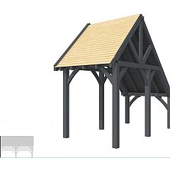 Buitenverblijf kapschuur Excellent Modulair, vuren, linkerdeel XXL/A, 207x399 cm, antraciet gespoten.