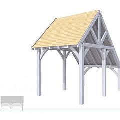 Buitenverblijf kapschuur Excellent Modulair, vuren, linkerdeel XXL/B, 257x399 cm, lichtgrijs gespoten.