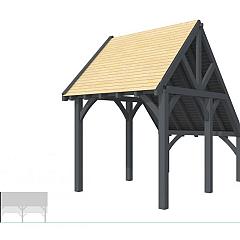 Buitenverblijf kapschuur Excellent Modulair, vuren, linkerdeel XXL/B, 257x399 cm, antraciet gespoten.