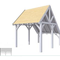 Buitenverblijf kapschuur Excellent Modulair, vuren, linkerdeel XXL/C, 307x399 cm, lichtgrijs gespoten.