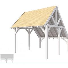 Buitenverblijf kapschuur Excellent Modulair, vuren, linkerdeel XXL/D, 357x399 cm, wit gespoten.