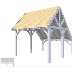 Buitenverblijf kapschuur Excellent Modulair, vuren, linkerdeel XXL/D, 357x399 cm, lichtgrijs gespoten.