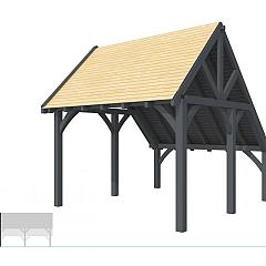 Buitenverblijf kapschuur Excellent Modulair, vuren, linkerdeel XXL/D, 357x399 cm, antraciet gespoten.