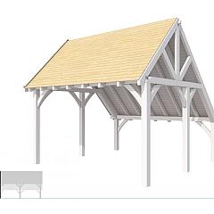 Buitenverblijf kapschuur Excellent Modulair, vuren, linkerdeel XXL/E, 399x399 cm, wit gespoten.