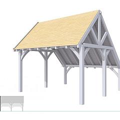 Buitenverblijf kapschuur Excellent Modulair, vuren, linkerdeel XXL/E, 399x399 cm, lichtgrijs gespoten.