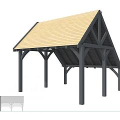 Buitenverblijf kapschuur Excellent Modulair, vuren, linkerdeel XXL/E, 399x399 cm, antraciet gespoten.