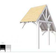 Buitenverblijf kapschuur Excellent Modulair, vuren, tussenstuk XXL/A, 193x399 cm, wit gespoten.