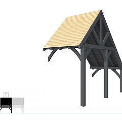 Buitenverblijf kapschuur Excellent Modulair, vuren, tussenstuk XXL/A, 193x399 cm, antraciet gespoten.