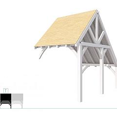 Buitenverblijf kapschuur Excellent Modulair, vuren, tussenstuk XXL/B, 243x399 cm, wit gespoten.