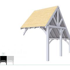 Buitenverblijf kapschuur Excellent Modulair, vuren, tussenstuk XXL/B, 243x399 cm, lichtgrijs gespoten.