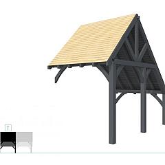 Buitenverblijf kapschuur Excellent Modulair, vuren, tussenstuk XXL/B, 243x399 cm, antraciet gespoten.