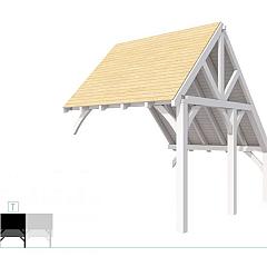 Buitenverblijf kapschuur Excellent Modulair, vuren, tussenstuk XXL/C, 293x399 cm, wit gespoten.