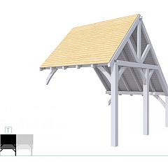 Buitenverblijf kapschuur Excellent Modulair, vuren, tussenstuk XXL/C, 293x399 cm, lichtgrijs gespoten.