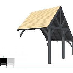 Buitenverblijf kapschuur Excellent Modulair, vuren, tussenstuk XXL/C, 293x399 cm, antraciet gespoten.