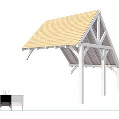 Buitenverblijf kapschuur Excellent Modulair, vuren, tussenstuk XXL/D, 343x399 cm, wit gespoten.