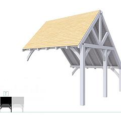 Buitenverblijf kapschuur Excellent Modulair, vuren, tussenstuk XXL/D, 343x399 cm, lichtgrijs gespoten.