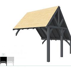 Buitenverblijf kapschuur Excellent Modulair, vuren, tussenstuk XXL/D, 343x399 cm, antraciet gespoten.