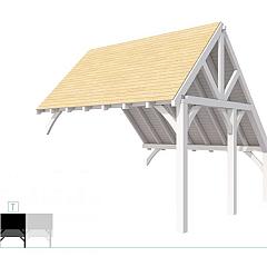 Buitenverblijf kapschuur Excellent Modulair, vuren, tussenstuk XXL/E, 385x399 cm, wit gespoten.