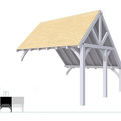 Buitenverblijf kapschuur Excellent Modulair, vuren, tussenstuk XXL/E, 385x399 cm, lichtgrijs gespoten.