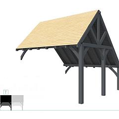 Buitenverblijf kapschuur Excellent Modulair, vuren, tussenstuk XXL/E, 385x399 cm, antraciet gespoten.