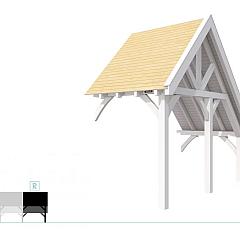 Buitenverblijf kapschuur Excellent Modulair, vuren, rechterdeel XXL/A, 193x399 cm, wit gespoten.