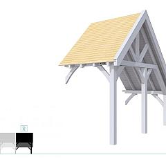 Buitenverblijf kapschuur Excellent Modulair, vuren, rechterdeel XXL/A, 193x399 cm, lichtgrijs gespoten.