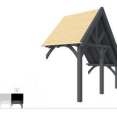 Buitenverblijf kapschuur Excellent Modulair, vuren, rechterdeel XXL/A, 193x399 cm, antraciet gespoten.