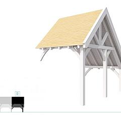 Buitenverblijf kapschuur Excellent Modulair, vuren, rechterdeel XXL/B, 243x399 cm, wit gespoten.