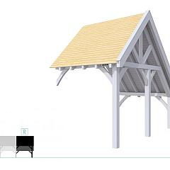 Buitenverblijf kapschuur Excellent Modulair, vuren, rechterdeel XXL/B, 243x399 cm, lichtgrijs gespoten.