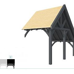 Buitenverblijf kapschuur Excellent Modulair, vuren, rechterdeel XXL/B, 243x399 cm, antraciet gespoten.